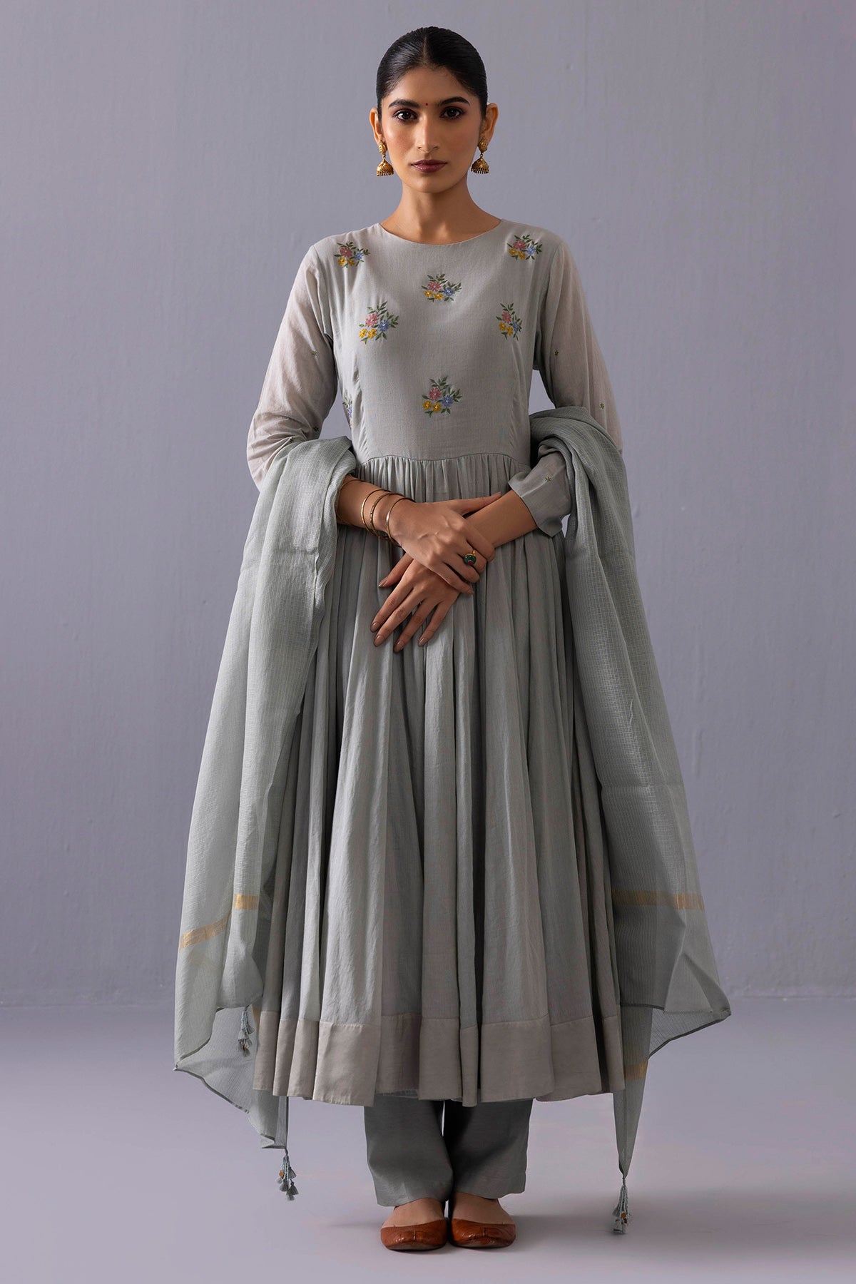 Buy Blue Embroidered Anarkali Set for women online available at ScrollnShops